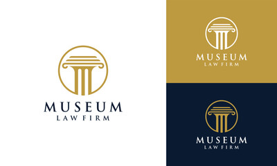 Museum Monument Pillar Column for Lawyer Legal Justice Logo Design