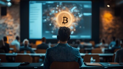 Attendee engages in virtual crypto conference experience