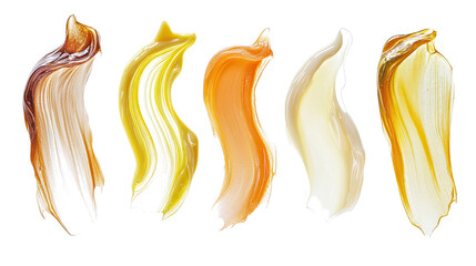 Fototapeta premium Set of Cosmetic Cream Smears in Various Colors on a Clear Background Generative AI