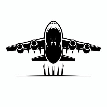 black airplane taking off, front view clip art preview