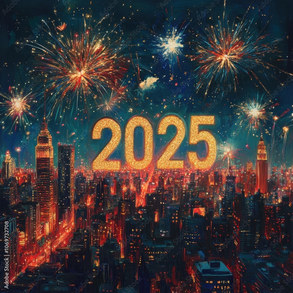 Wall mural 2025 New Year Fireworks.