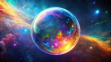 Fototapeta premium colorful cosmic void bubble floating in space