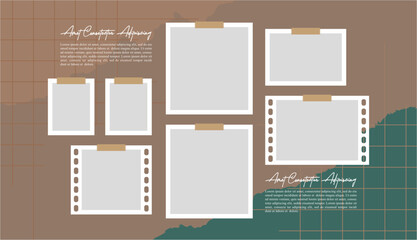 Pictures or photos frame collage layout abstract photo frames and digital photo wall template