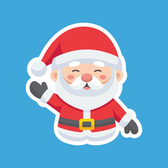 Cartoon illustration of cute Santa Claus character waving hand. Christmas winter holiday design element