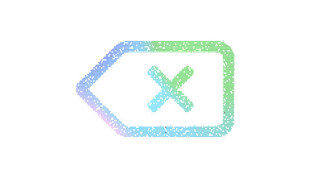 Icon backspace is made up of LED square shapes. There are bright diodes and there are black dead diodes