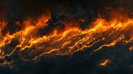 Fiery Inferno Aerial View Burning Forest Landscape