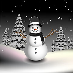 Obraz premium A Snowman with Christmas view. Christmas background with snowman.