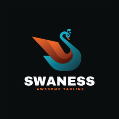 Vector Logo Illustration Swan Gradient Colorful Style