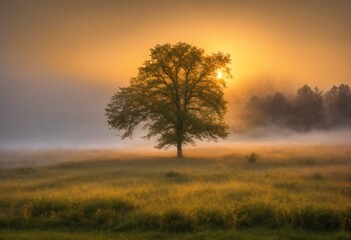Fototapeta premium misty morning sunrise