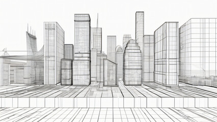 Fototapeta premium sketch of modern building