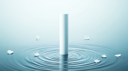 Showcase your brand with a stunning white cream tube mockup set against a calm water background