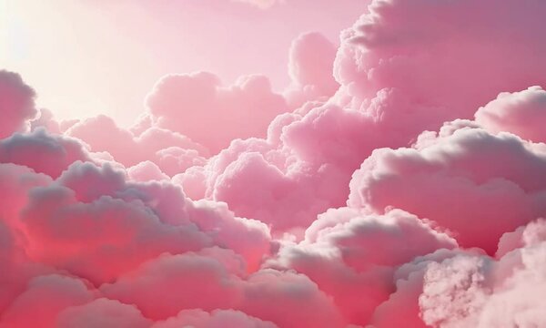 Thick pink clouds in the sky