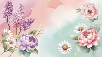 Fototapeta premium Ethereal Watercolor Floral Art for Wall Decor and Digital Branding