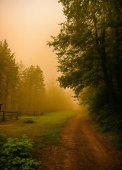 misty morning in the forest