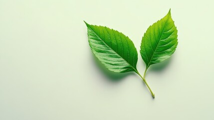 Obraz premium Closeup of a vibrant green leaf resting on another, study of nature's delicate textures and patterns