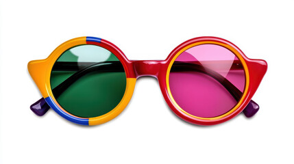 Colorful round sunglasses with vibrant frames and playful lenses