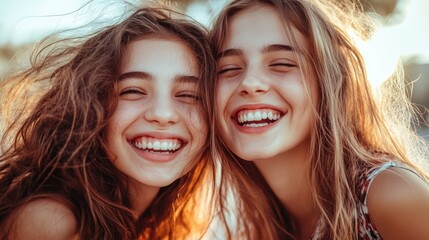 Fototapeta premium Young Women Sharing a Joyful Moment