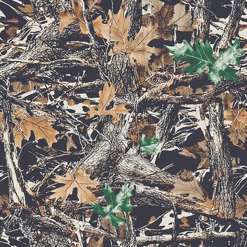 Oak Tree Bark Oak Leaves Hunting Camo Pattern, Seamless Camouflage Foliage Texture