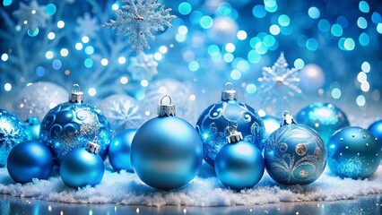 Enchanting Blue Christmas Balls with Shimmering Lights for Festive Holiday Decor in an Elegant Setting