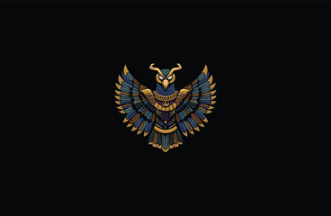 Egyptian falcon bird horus design vector logo