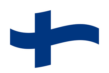 Vector illustration of wavy Finland flag on transparent background