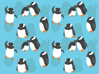 Gentoo Penguin Cute Cartoon Character Seamless Wallpaper Background