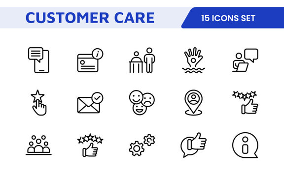 Customer Support Icon Set. Engaging and clear icons for enhancing user assistance, perfect for help centers, chat interfaces, and service platforms to streamline.