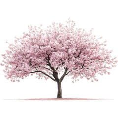 Obraz premium A beautiful cherry blossom tree in full bloom, showcasing delicate pink flowers against a light background.