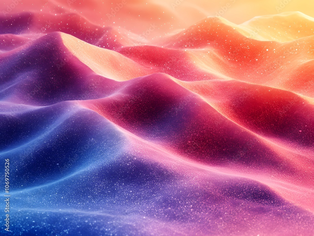 Fototapete Bright gradient background with colorful grains. It represents a mix of energy, movement, fun and liveliness with the grain of old computer graphics or noisy TV. It has a retro or futuristic feel.