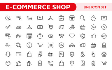Shopping Icon Set. Vibrant and engaging icons for enhancing e-commerce platforms, perfect for product listings, cart management, and checkout processes to elevate the online shopping experience.