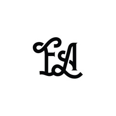FA monogram logo design letter text name symbol monochrome logotype alphabet character simple logo