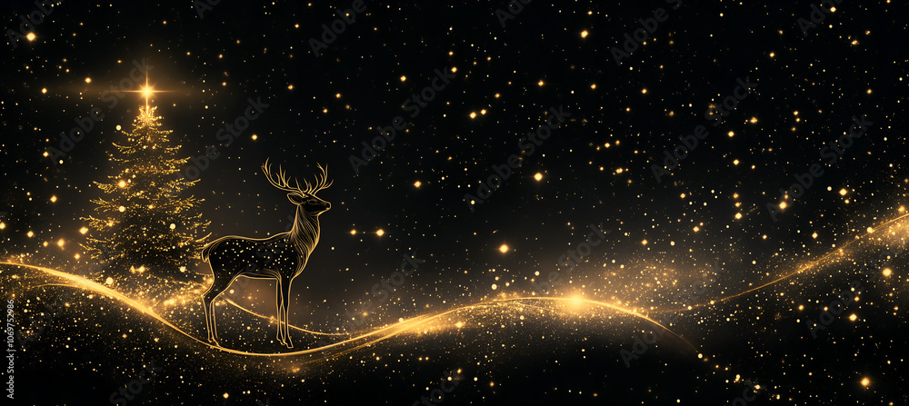 Fototapete background is black, with stars and light lines shining on the left side of it. there's an elegant d