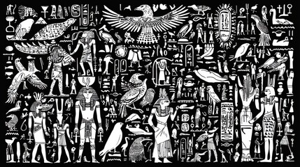Ancient Egyptian Hieroglyphs and Symbols Artwork