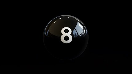 Black billiard ball with number eight, cut out