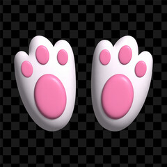 3d bunny paw. Rabbit footprint isolated