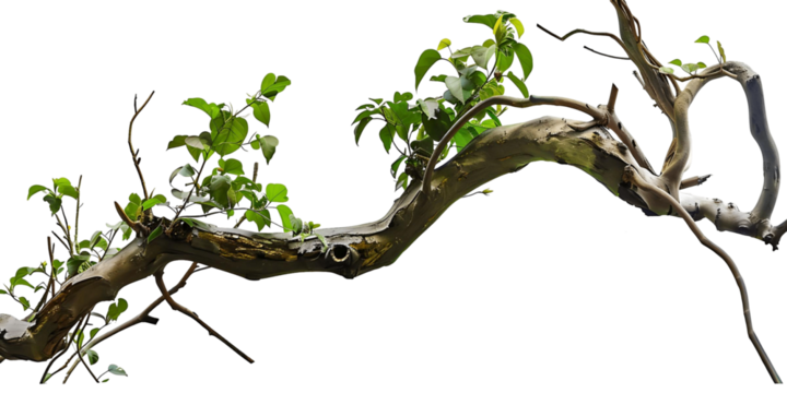 Transparent Background Realistic Twisted Jungle Branch