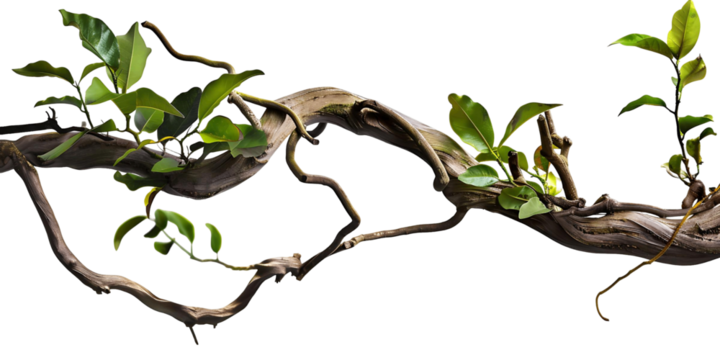 Transparent Background Realistic Jungle Branch and Plant