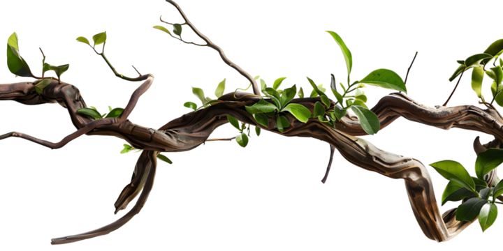 Transparent Background Realistic Plant Growing on Jungle Branch
