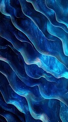 Dynamic Digital Wave Abstract Background in Electric Blue and Teal with Glowing Edges for Tech Concept Design