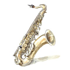 Obraz premium Watercolor Illustration of a Saxophone.