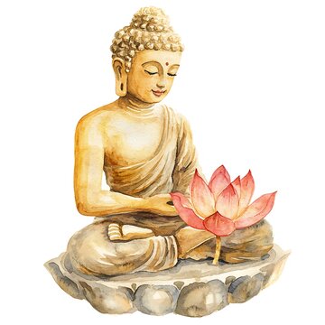 recommend clip art: Watercolor Illustration of Buddha with Lotus Flower.