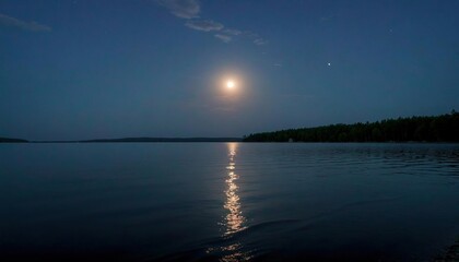 Moonlit Sebago Lake, Maine