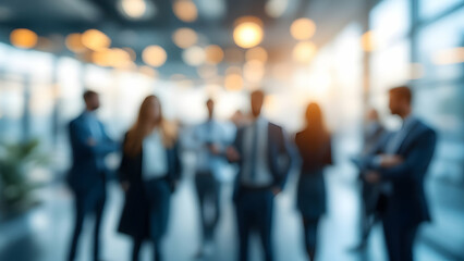 Silhouettes of Business People in Blurred Office Setting