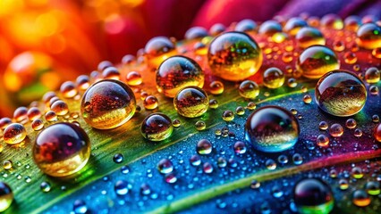 Naklejka premium Macro Photography of a Vibrant Arco Iris: Capturing the Stunning Colors and Details of a Rainbow with Nature's Elements in Focus for Stock Photography
