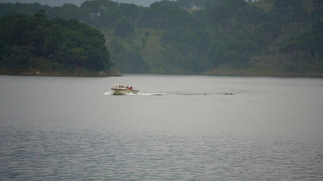 Speed boat with tourist at Umiam Lake Borapani Meghalaya 6