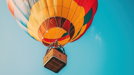 Colorful Hot Air Balloon Soaring in Blue Sky
