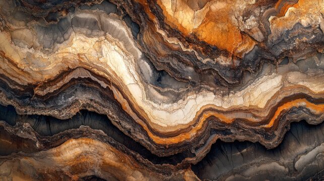 Layered Rock Formation With Intricate Patterns