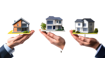 Hands Holding Model Houses Illustrate Real Estate Ideas Generative AI