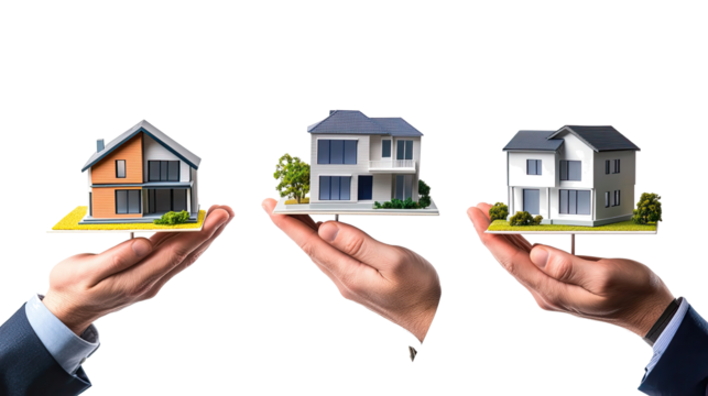 Hands Holding Model Houses Illustrate Real Estate Ideas Generative AI