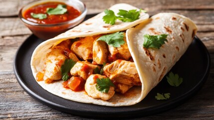 Marinated Chicken Tacos with Adobo Sauce and Garnish